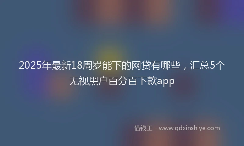 2025年最新18周岁能下的网贷有哪些，汇总5个无视黑户百分百下款app