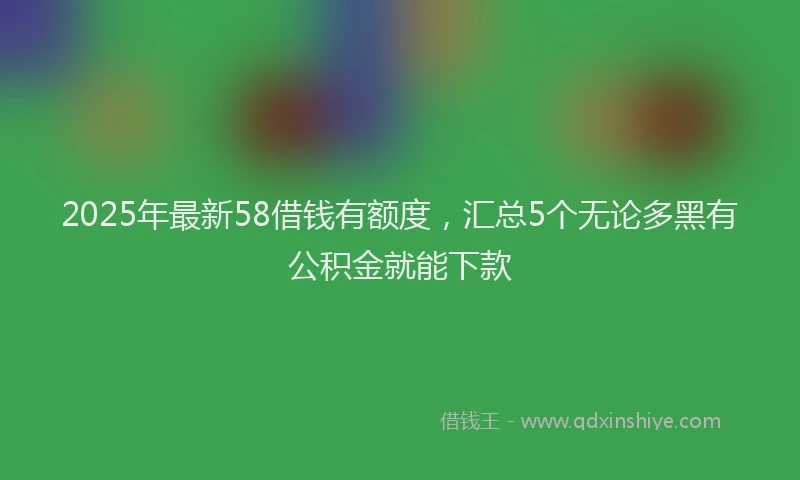 2025年最新58借钱有额度，汇总5个无论多黑有公积金就能下款