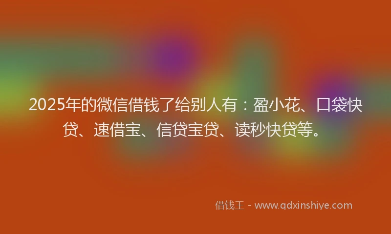 2025年的微信借钱了给别人有：盈小花、口袋快贷、速借宝、信贷宝贷、读秒快贷等。