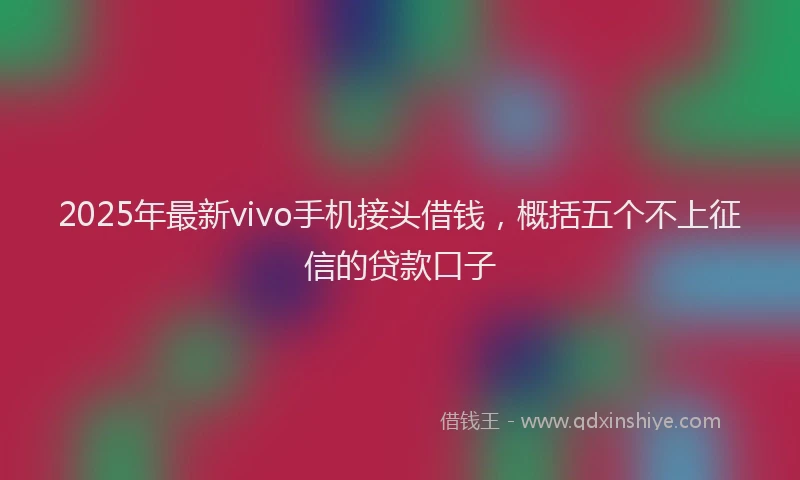 2025年最新vivo手机接头借钱，概括五个不上征信的贷款口子