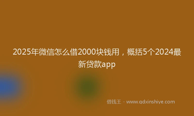 2025年微信怎么借2000块钱用，概括5个2024最新贷款app