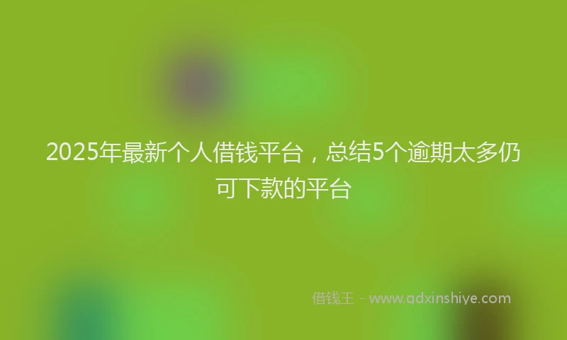 2025年最新个人借钱平台，总结5个逾期太多仍可下款的平台