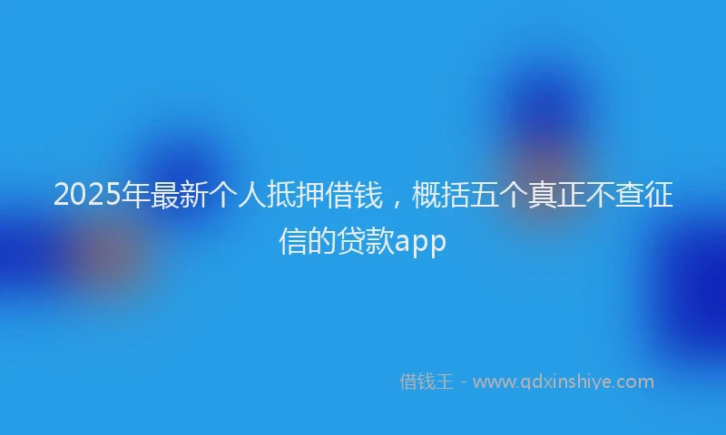 2025年最新个人抵押借钱，概括五个真正不查征信的贷款app