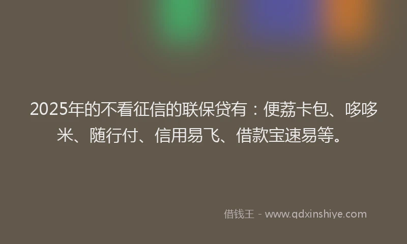 2025年的不看征信的联保贷有：便荔卡包、哆哆米、随行付、信用易飞、借款宝速易等。