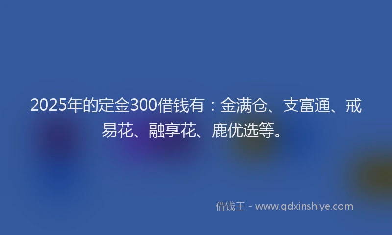 2025年的定金300借钱有：金满仓、支富通、戒易花、融享花、鹿优选等。