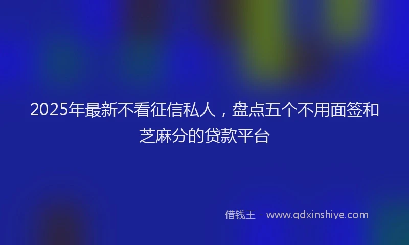 2025年最新不看征信私人，盘点五个不用面签和芝麻分的贷款平台