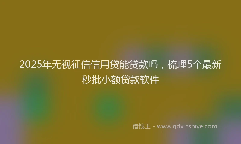 2025年无视征信信用贷能贷款吗，梳理5个最新秒批小额贷款软件