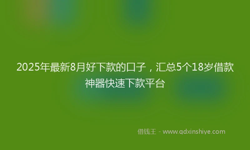 2025年最新8月好下款的口子，汇总5个18岁借款神器快速下款平台