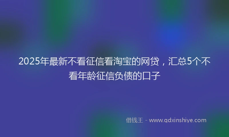 2025年最新不看征信看淘宝的网贷，汇总5个不看年龄征信负债的口子