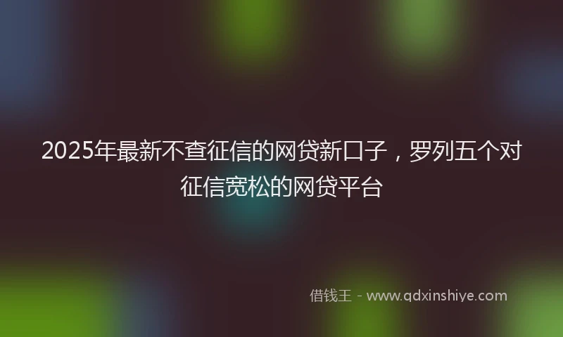 2025年最新不查征信的网贷新口子，罗列五个对征信宽松的网贷平台