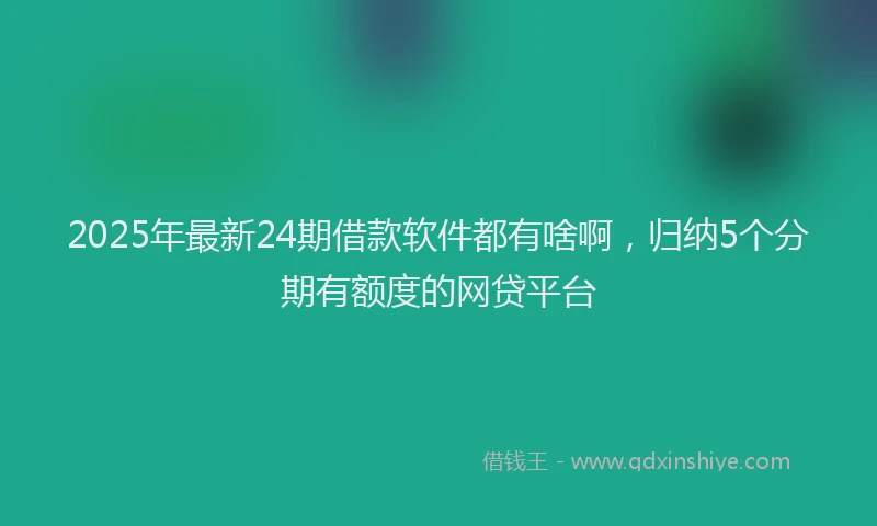 2025年最新24期借款软件都有啥啊，归纳5个分期有额度的网贷平台