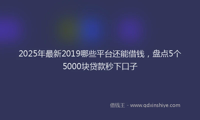 2025年最新2019哪些平台还能借钱，盘点5个5000块贷款秒下口子