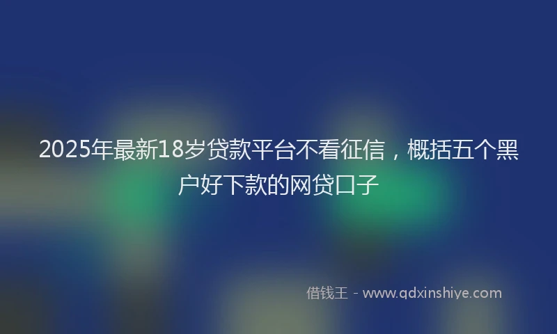 2025年最新18岁贷款平台不看征信，概括五个黑户好下款的网贷口子