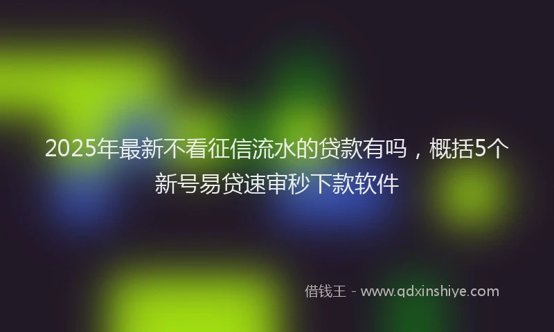 2025年最新不看征信流水的贷款有吗，概括5个新号易贷速审秒下款软件