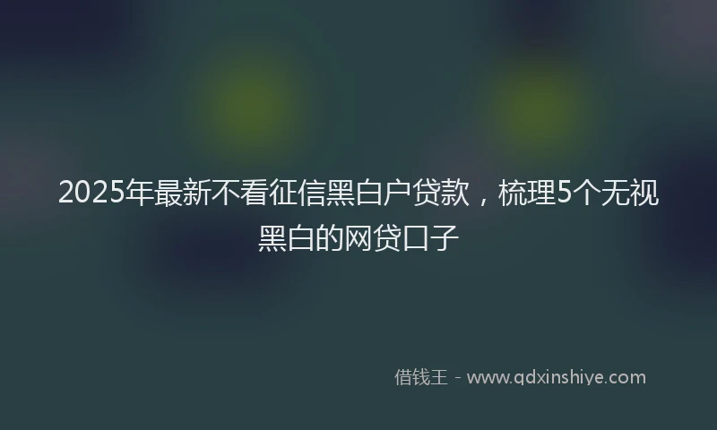 2025年最新不看征信黑白户贷款，梳理5个无视黑白的网贷口子