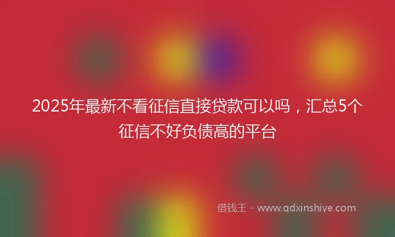 2025年最新不看征信直接贷款可以吗，汇总5个征信不好负债高的平台