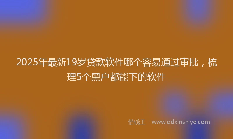 2025年最新19岁贷款软件哪个容易通过审批，梳理5个黑户都能下的软件