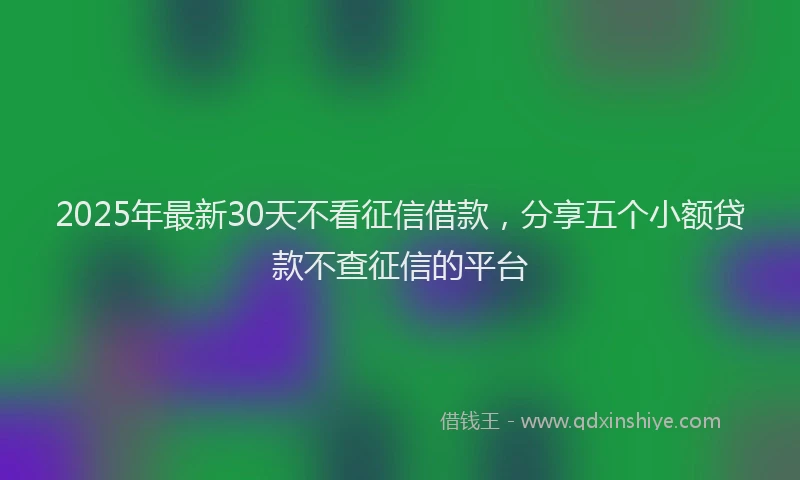 2025年最新30天不看征信借款，分享五个小额贷款不查征信的平台