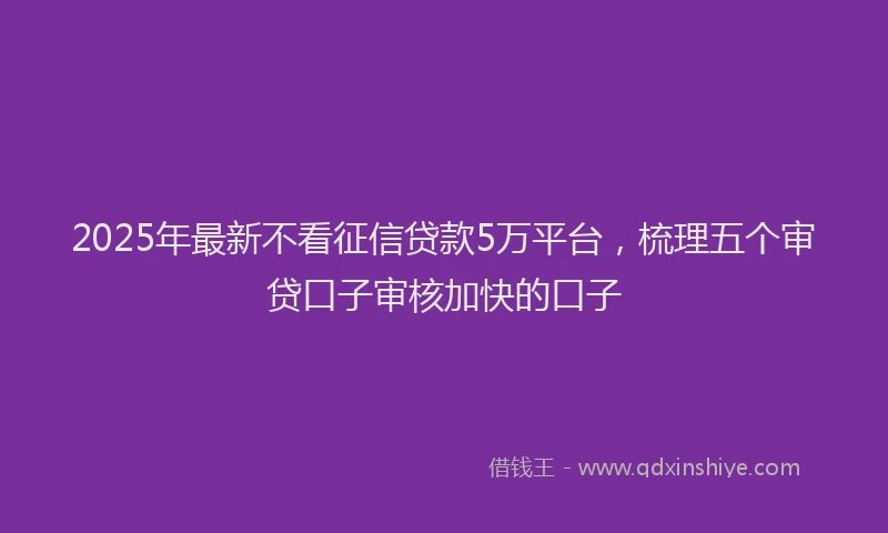 2025年最新不看征信贷款5万平台，梳理五个审贷口子审核加快的口子