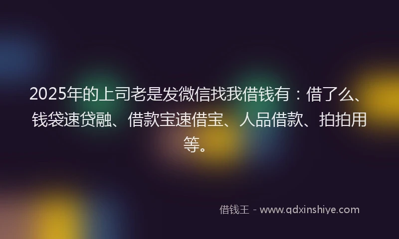 2025年的上司老是发微信找我借钱有：借了么、钱袋速贷融、借款宝速借宝、人品借款、拍拍用等。