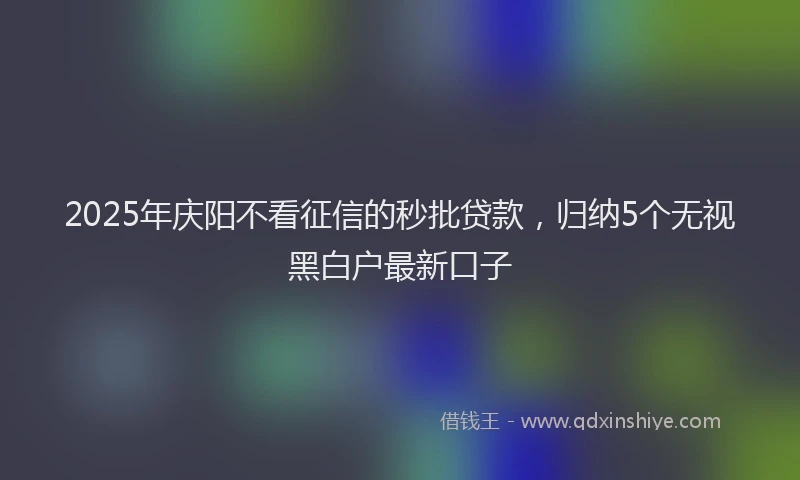 2025年庆阳不看征信的秒批贷款，归纳5个无视黑白户最新口子