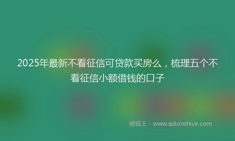 2025年最新不看征信可贷款买房么，梳理五个不看征信小额借钱的口子