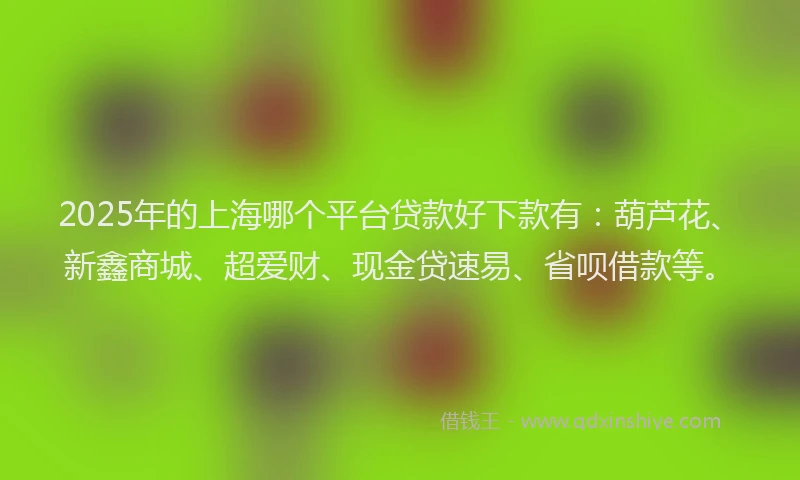 2025年的上海哪个平台贷款好下款有：葫芦花、新鑫商城、超爱财、现金贷速易、省呗借款等。