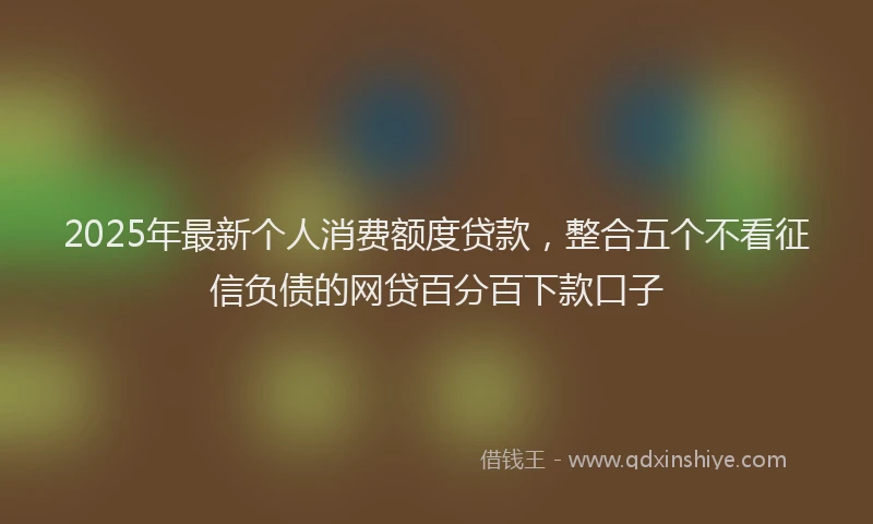2025年最新个人消费额度贷款，整合五个不看征信负债的网贷百分百下款口子