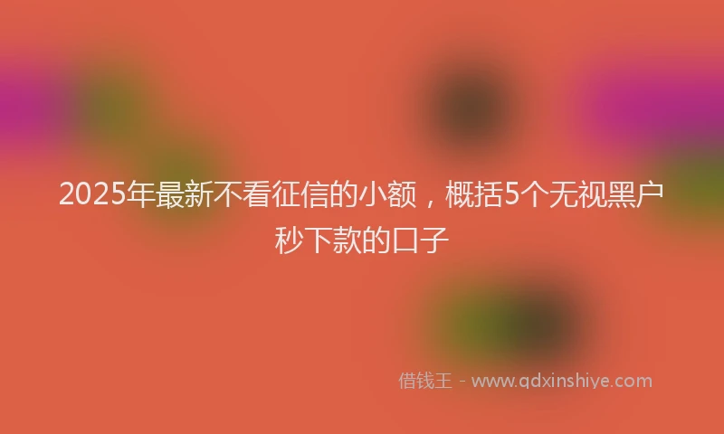 2025年最新不看征信的小额，概括5个无视黑户秒下款的口子