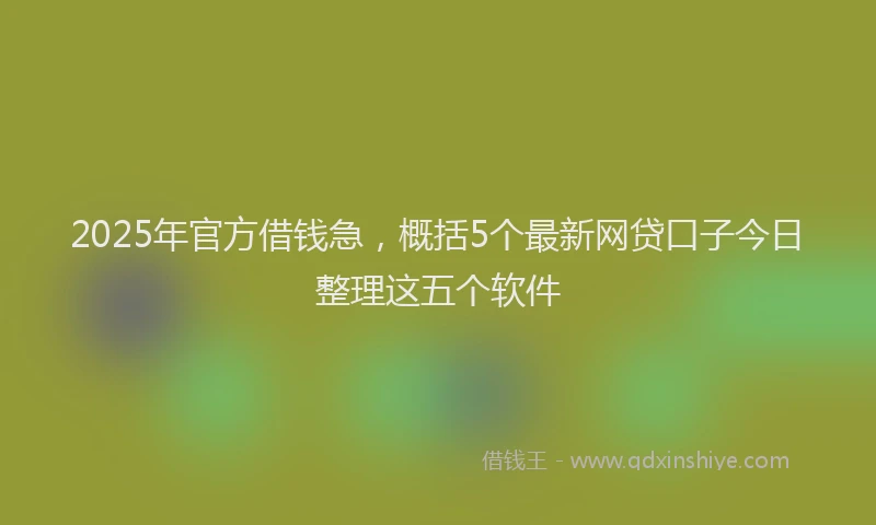 2025年官方借钱急，概括5个最新网贷口子今日整理这五个软件
