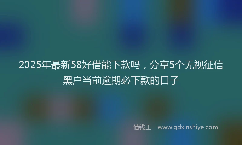 2025年最新58好借能下款吗，分享5个无视征信黑户当前逾期必下款的口子