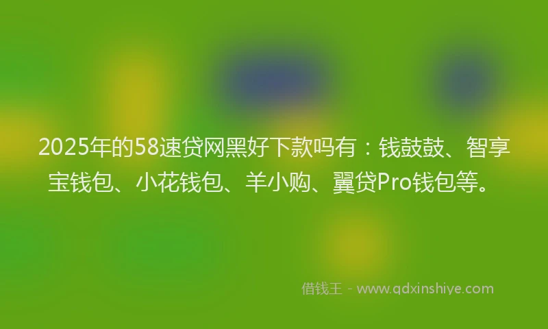 2025年的58速贷网黑好下款吗有：钱鼓鼓、智享宝钱包、小花钱包、羊小购、翼贷Pro钱包等。