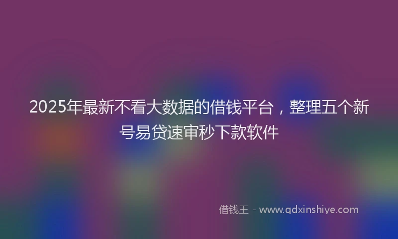2025年最新不看大数据的借钱平台，整理五个新号易贷速审秒下款软件