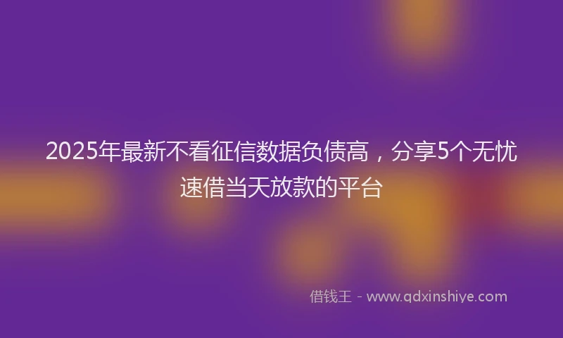 2025年最新不看征信数据负债高，分享5个无忧速借当天放款的平台