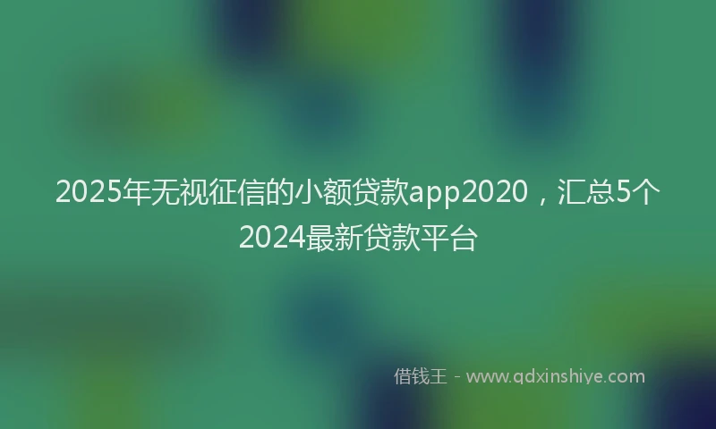 2025年无视征信的小额贷款app2020，汇总5个2024最新贷款平台