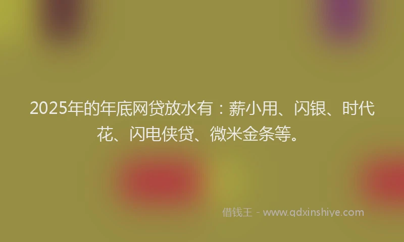 2025年的年底网贷放水有：薪小用、闪银、时代花、闪电侠贷、微米金条等。