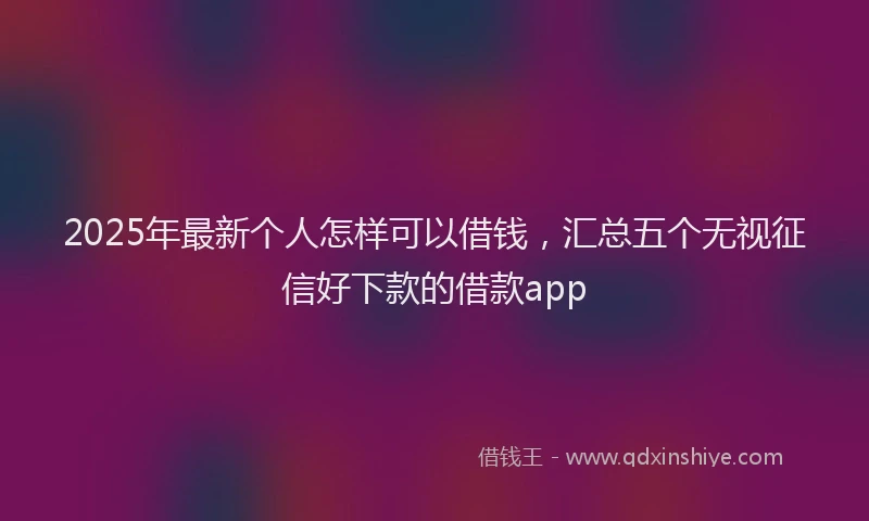 2025年最新个人怎样可以借钱，汇总五个无视征信好下款的借款app