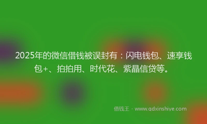 2025年的微信借钱被误封有：闪电钱包、速享钱包+、拍拍用、时代花、紫晶信贷等。