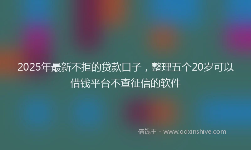 2025年最新不拒的贷款口子，整理五个20岁可以借钱平台不查征信的软件