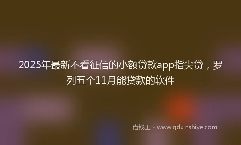 2025年最新不看征信的小额贷款app指尖贷，罗列五个11月能贷款的软件