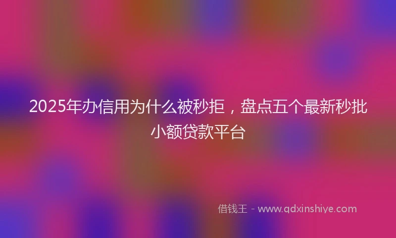 2025年办信用为什么被秒拒，盘点五个最新秒批小额贷款平台