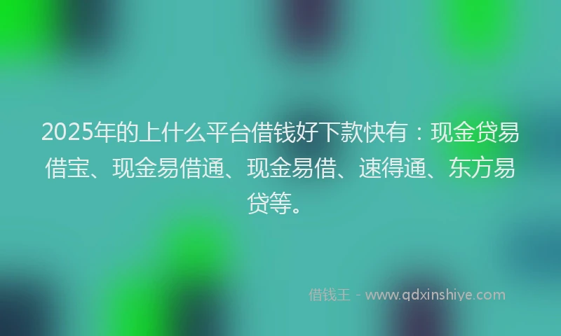 2025年的上什么平台借钱好下款快有：现金贷易借宝、现金易借通、现金易借、速得通、东方易贷等。