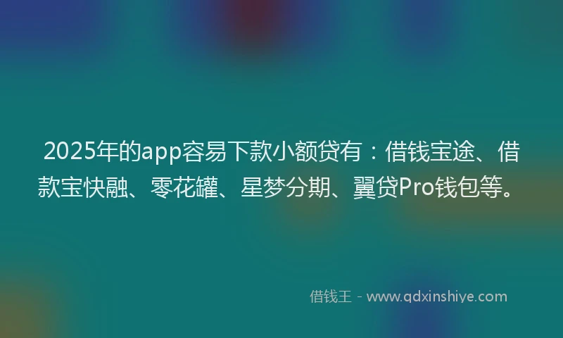 2025年的app容易下款小额贷有：借钱宝途、借款宝快融、零花罐、星梦分期、翼贷Pro钱包等。