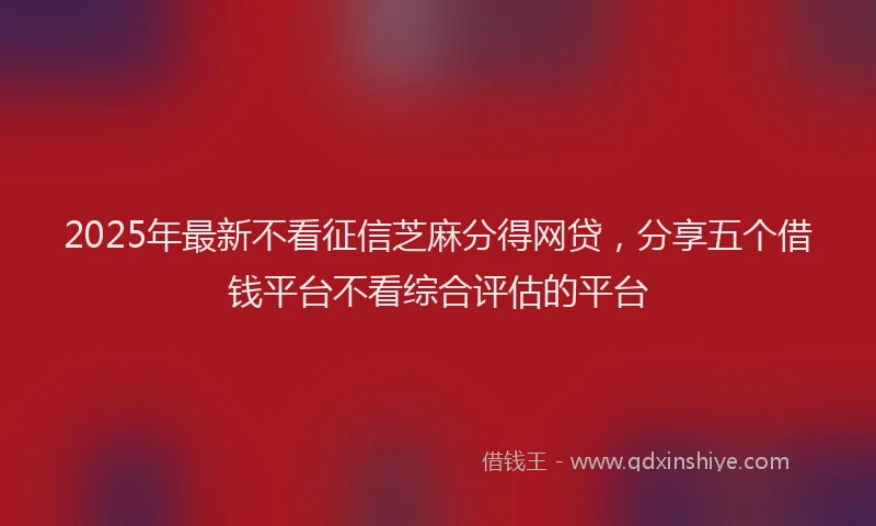 2025年最新不看征信芝麻分得网贷，分享五个借钱平台不看综合评估的平台