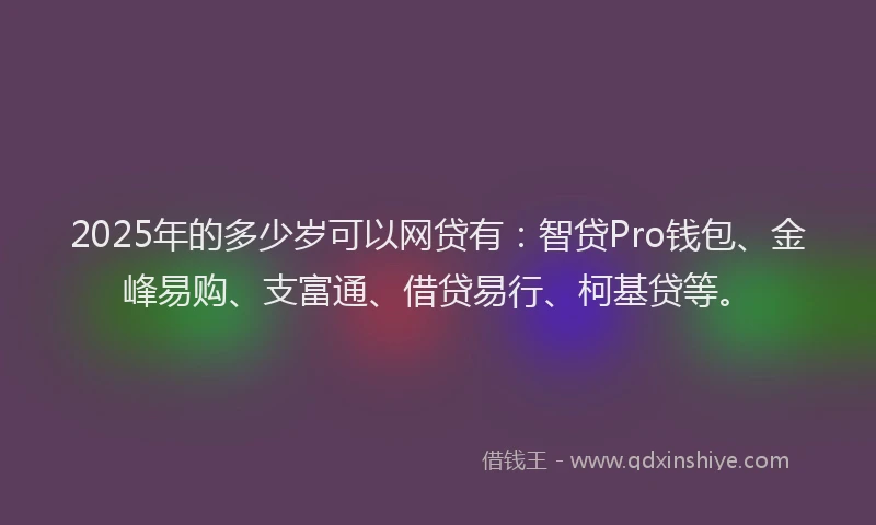 2025年的多少岁可以网贷有：智贷Pro钱包、金峰易购、支富通、借贷易行、柯基贷等。