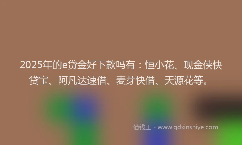 2025年的e贷金好下款吗有：恒小花、现金侠快贷宝、阿凡达速借、麦芽快借、天源花等。