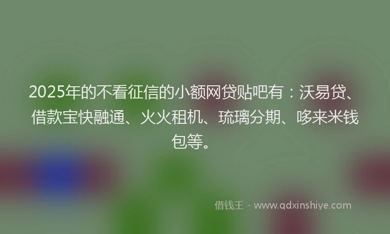 2025年的不看征信的小额网贷贴吧有：沃易贷、借款宝快融通、火火租机、琉璃分期、哆来米钱包等。