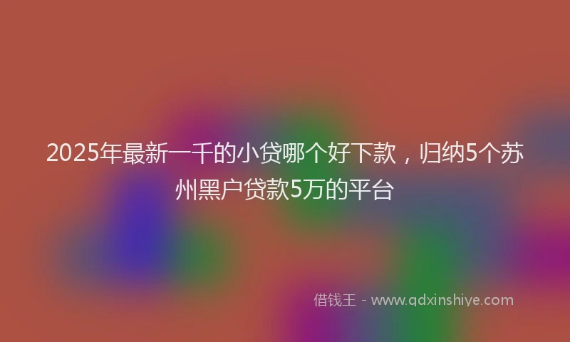 2025年最新一千的小贷哪个好下款，归纳5个苏州黑户贷款5万的平台