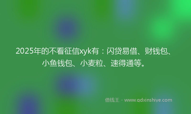 2025年的不看征信xyk有：闪贷易借、财钱包、小鱼钱包、小麦粒、速得通等。