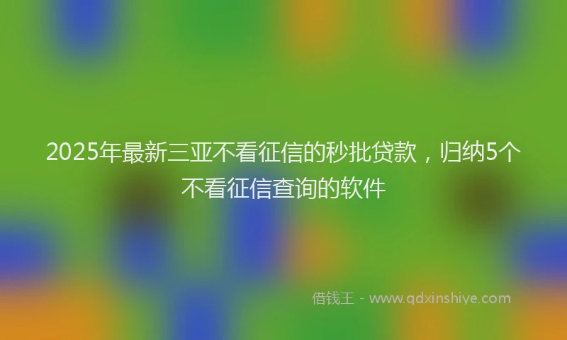 2025年最新三亚不看征信的秒批贷款，归纳5个不看征信查询的软件